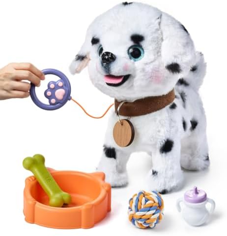 OR OR TU Walking Barking Toy Dog with Remote Control Leash, Plush Puppy Electronic Interactive Toys for Kids, Shake Tail,Pretend Dress Up Realistic Stuffed Animal Dog Age 3 4 5+ Years Old Best Gift
