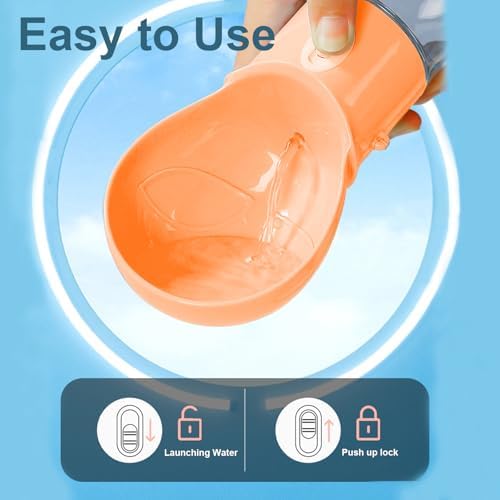 Dog Water Bottle, Widen Sink Portable Dogs Water Dispenser, Orange, 17oz