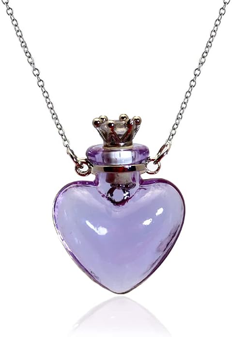 1PC 1PC Colorful Heart Vial Perfume Bottle Necklaces Stainless Steel Chain Make a Wish Aroma Essential Oil Diffuser Pendant necklace Women Jewelry