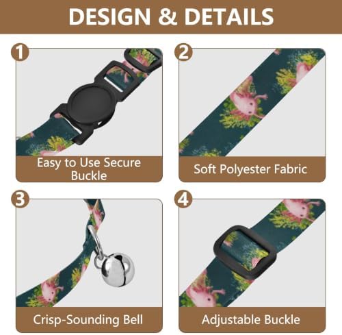 Cute Axolotls Dog Collar 2 Pack Collars for Cats Adjustable Length 10.6" to 17.1"