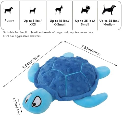 Squeaky Dog Toys, 2 Pack Plush Turtle Squeaky Toys for Dogs to Keep Them Busy, Interactive Crinkle Stuffed Dog Toys for Small to Medium Breeds Teething Training Reduce Boredom