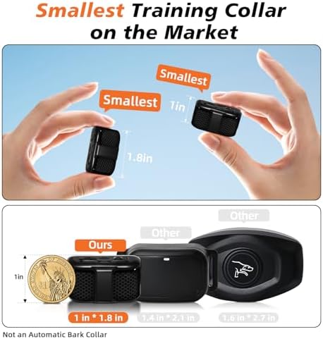 Ultra Compact Dog Shock Collar, Lightest Dog Training Collar with Remote for Small Dogs 5-30lbs & Medium Dogs/Puppies, Waterproof, Rechargeable, 1300ft Range (Black&Small)