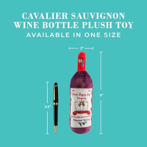 Haute Diggity Dog Cavalier Sauvignon Plush Dog Toy, Wine Parody Chew Toys