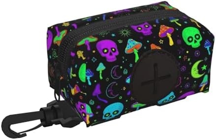 Dog Waste Bag Dispenser Trippy Moon Skulls Mushrooms Pets Poop Bag Dispenser for Leash Accessory