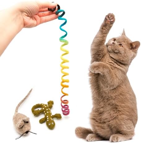 Glaciart One Wool Cat Toy Set with Catnip | Cute Cat Toy for Interaction & Boredom Relief, Encourages to Exercise, Explore & Play | Filled w/Organic Catnip to Help Sooth or Reduce Anxiety