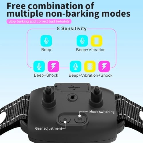 Smart Anti Bark Collar for Small Medium Large Dogs, Rechargeable Dog Barking Collar with HD Color Screen, AI Smart Recognition, IP67 Waterproof, 4 Training Modes & 8 Sensitivity Levels