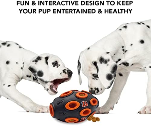 NFL Cincinnati Bengals Football Treat Dispensing Toy for Dogs and Cats, Rubber Ball Dog Toy, Interactive Fun Dog Treat Toy, Natural Rubber Dog Feeding Toy