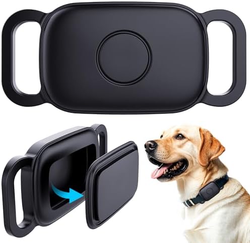 DDJ Waterproof Dog Collar Holder for Tile Life360 Pro 2024 Tracker 2-Pack, Silicone Cover Full-Body Protective Case for Tile Tracker Pet Collar, Ultra Durable, Scratch Resistant, Lightweight, Black