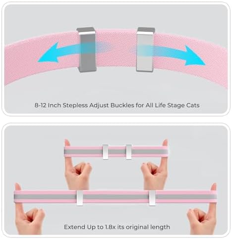 Tag Cat Collar, Ultra Elastic Cat Tracker Collar (Reflective Pink) | Compatible with Apple Air Tag Holder, Lightweight, Scratch Resistant, Stepless Adjustable Pet Tracking Collars for Cat Kitten