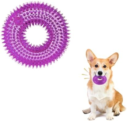 Andiker Squeaky Dog Toy, Safe TPR Chewable Dog Toys for Teeth Grinding&Cleaning Dog Fetch Toys for Enhancing Interactivity Outdoor Suitable for All Dog Sizes Puppy’s and Dogs (Small Purple)