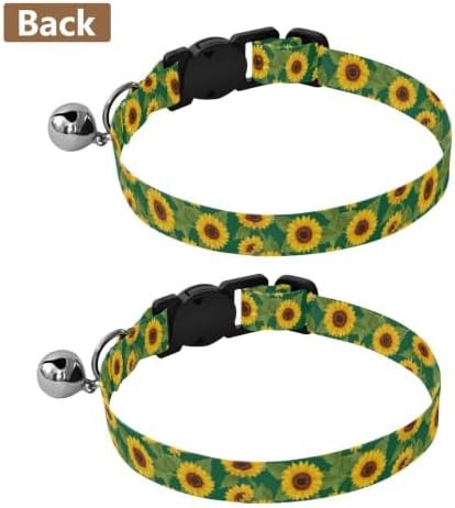 Yellow Sunflowers Petals Cats Collar 2 Pack for Kitten Adjustable 10.6 to 17.1 Inches