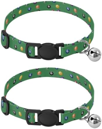 Colorful Billiard Balls Green Easy to Clean Kitten Collar 2 Pack Comfortable Cat Collar
