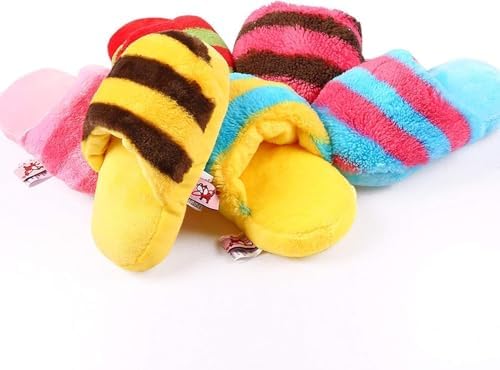Blue Cute Pet Puppy Dog Cat Slipper Shape Plush Slipper Sound Pet Toy Pet Dog Chew Toys Squeak Plush Toys Shape Tooth Cleaning Chew Play Toy Supplies Squeak