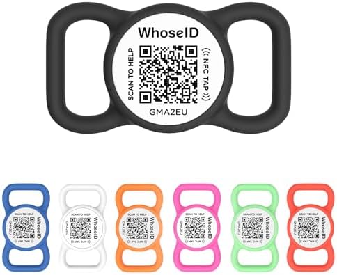 QR Code Dog Tag with NFC, Personalized Pet ID Tag, Silicone Dog ID Tag, Modifiable Pet Online Profile, Multiple Emergency Contact, Scan QR Code Send GPS Location Email (Small, Black&White)