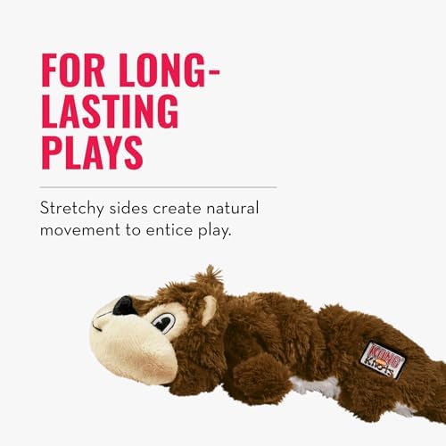 KONG Scrunch Knots (Squirrel, Medium/Large) Plush Dog Toy with Knotted Rope