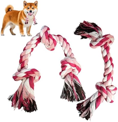 2-Pack Dog Rope Toy Durable Cotton Dog Chew Toys for Aggressive Chewers Interactive Tug of War and Teeth Cleaning for Small to Medium Breed Pets(Pink, Medium)