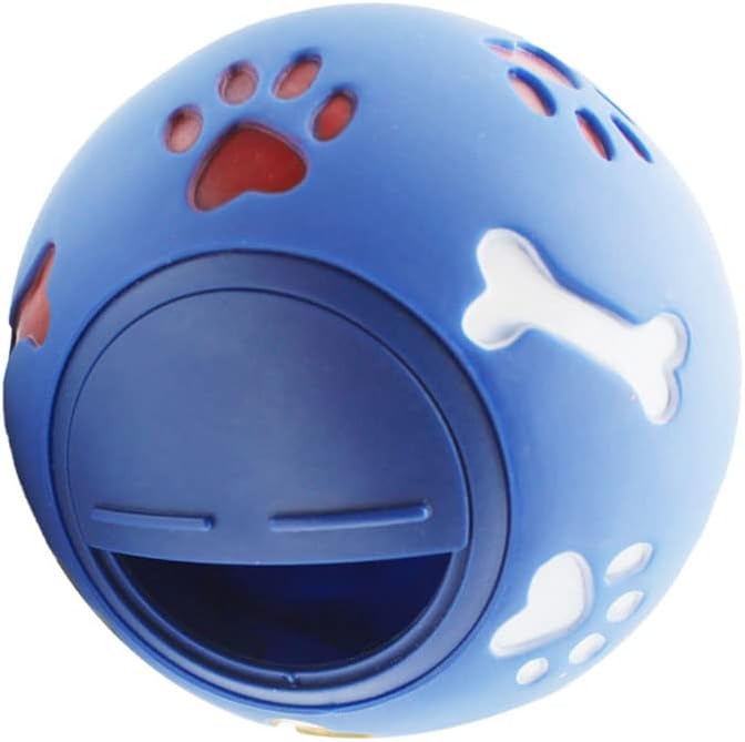 Fydun Cute Puppy Treat Dispensing Balls, Dog Dispenser Slow Feeding Chewing Balls, Bright Colors Pet Puzzle Toy for Cat Bite Dispenser, Squeak Toys (M 11cm/4.3in Diameter)