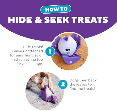 Outward Hound by Nina Ottosson Hide N' Find Interactive Plush Dog Puzzle, Durable Dog Toy, Plush Enrichment Toys, Cauliflower, Purple