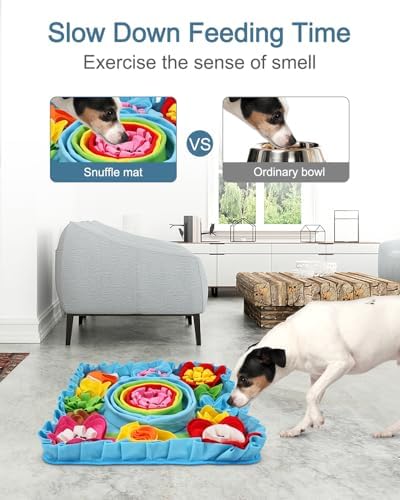 Upgraded Snuffle Mat for Dogs, 19.7''x19.7'' Interactive Feed Game for Boredom, Felt Wool Dog Feeding Mats for Small/Medium/Large Dogs, Encourages Natural Foraging Skills and Stress Relief