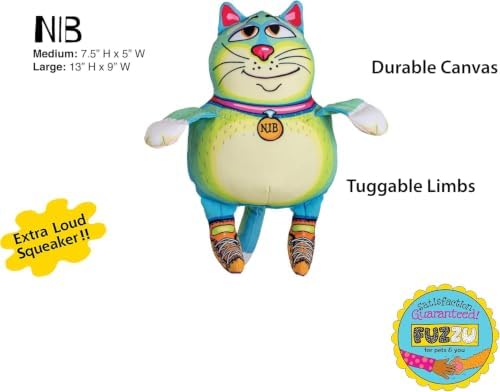 FUZZU That Sneaky Cat! 7.5" Dog Toy, Nib Dog Toy with Squeaker (Medium)