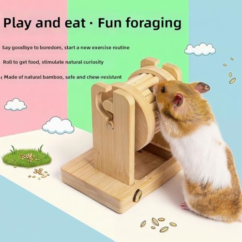 Hamster Enrichment Toys,Wooden Rat Toys for Pet Rats & Mice,Interactive Foraging Puzzle Feeder for Syrian, Dwarf - Small Animal Treat Dispenser