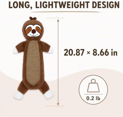 Sloth Squeaky Plush Dog Toy with Crinkle for Puppies, Small/Medium Dogs