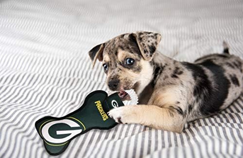 Pets First NFL Green Bay Packers Dental Dog TUG Toy with Squeaker. Tough PET Toy for Healthy Fun, Teething & Cleaning Pet's Teeth & Gum. (GBP-3310)