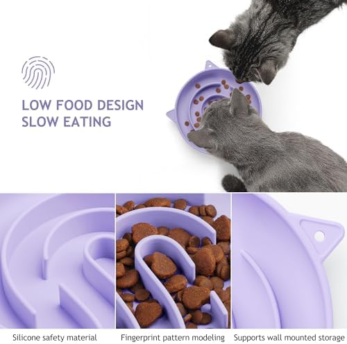 Coomazy Slow Feeder Cat Bowl Silicone Pet Puzzle Feeder for Slow Eating