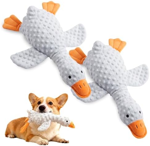 Indestructible Squeaky Dog Toy for Aggressive Chewers, Plush Teething Toy