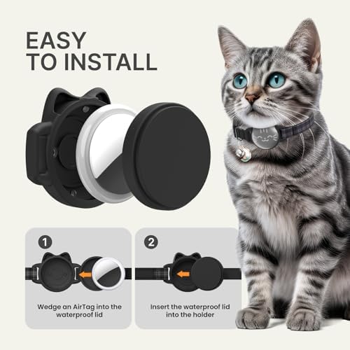 AirTag Cat Collar, Reflective Breakaway Cat Collar, Hidden Holder with Bell | Compatible with Apple AirTag 1st & 2nd Gen, Lightweight Water-Resistant Strap for Cats, AirTag Not Included
