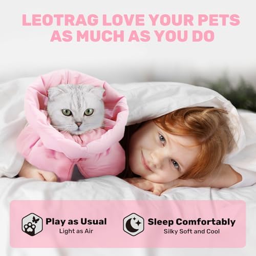 Adjustable Cat Recovery Cone Collar, Lightweight Soft Cat E-Collar Alternative After Spay, Waterproof Comfy Collars to Stop Licking Wound After Surgery, Protective Cone for Kittens/Puppies