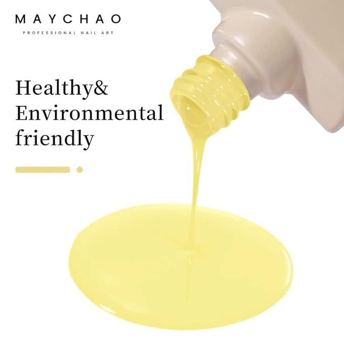 MAYCHAO 15ML Goose Yellow Gel Nail Polish 1Pc Bright Pastel Butter Yellow Gel Polish Soak Off UV LED Nail Polish Nail Art Starter Manicure Salon DIY at Home, 0.5 OZ