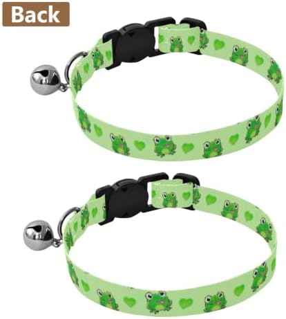 Cute Cartoon Frogs Kitten Collar 2 Pack Adjustable Pet Collar Length 10.6" to 17.1"