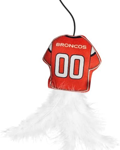 Pets First NFL Denver Broncos Team Jersey Wand with CAT NIP, Cat Toy Jersey Shaped Plush Teaser Toy for Cats & Kittens - Interactive Pet Toy for Play & Exercise