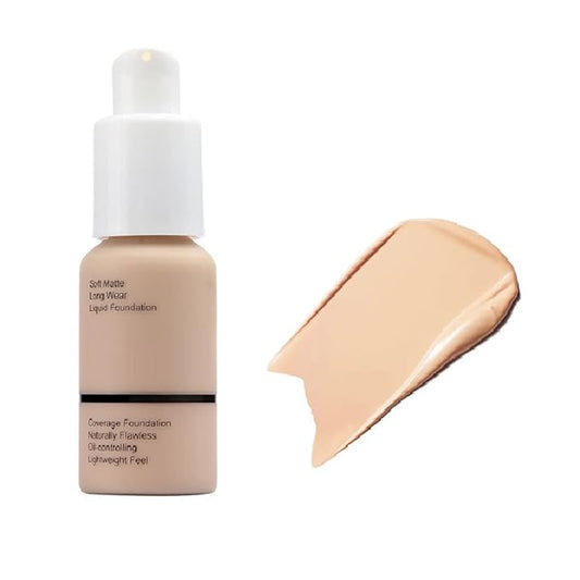 Foundation,Flawless Soft Matte Liquid 102 Nude Foundation,24 HR Oil Control Waterproof Cream Foundation Makeup.