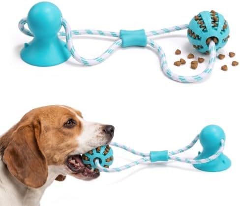 Interactive Dog Toys to Keep Them Busy, Suction Cup Tug of War Rope, Puppy Teething Chew Toy, Treat Dispensing Puzzle Ball for Aggressive Chewers, Small Medium Dogs - Blue