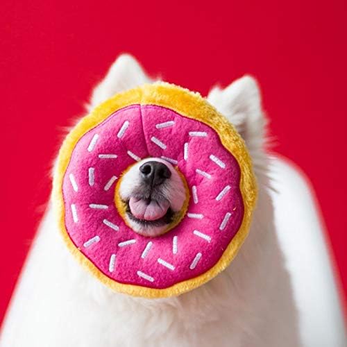 ZippyPaws Donutz No Stuffing Dog Toys to Keep Them Busy - Strawberry Donut