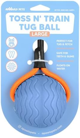Dog Ball Toy with Rope, Durable EVA Foam Floating Dog Toy, Interactive Fetch & Toss n’ Train Tug Ball for Dogs, Bouncy Pet Ball for Outdoor Indoor Play - Blue, Large