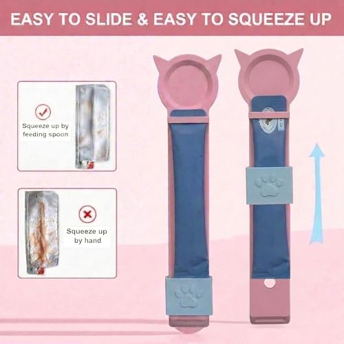 2PCS Cat Treat Spoon Squeeze with Can Opener,2-in-1 Multi Function Cat Strip Feeder Spoon,Easy Feeding Spoon for Licky Treats, Cat Treat Dispenser for Wet Food,Suitable for Churu Lickable Treat