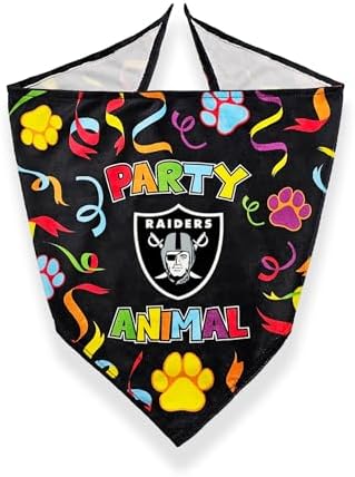 NFL Las Vegas Raiders Pet Birthday Bandana, NFL Dog Birthday Party Set and Costume, Licensed Dog & Cat Birthday Party Scarf, Football Team Pet Outfit, Puppy Bday Accessory, Size Large/X-Large