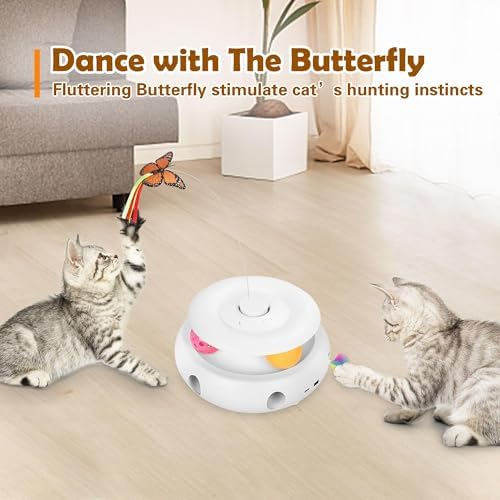 3-in-1 Interactive Cat Toy for Indoor Cats, White