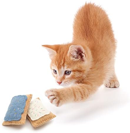 Glaciart One Wool Pop Tart Cat Toy Set with Catnip (2PCS) | for Interaction & Boredom Relief, Encourages Cats to Exercise & Play | Filled w/Organic Catnip to Help Sooth or Reduce Anxiety