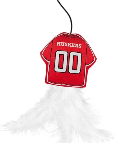 Pets First NCAA Nebraska Huskers Team Jersey Wand with CAT NIP, Cat Toy Jersey Shaped Plush Teaser Toy for Cats & Kittens - Interactive Pet Toy for Play & Exercise