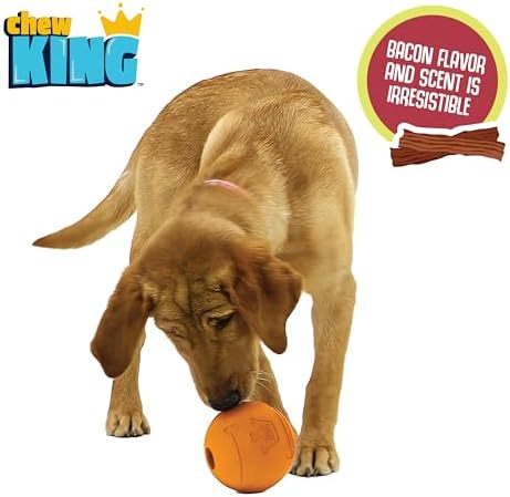 Chew King Flavored Rubber Ball Collection, 4 Inch Bacon Flavor Rubber Fetch Balls 2-Pk