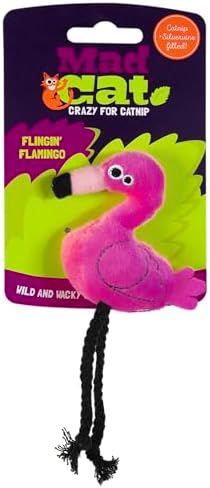 Mad Cat Flingin' Flamingo Bird Catnip and Silvervine Cat Toys, Pack of 2