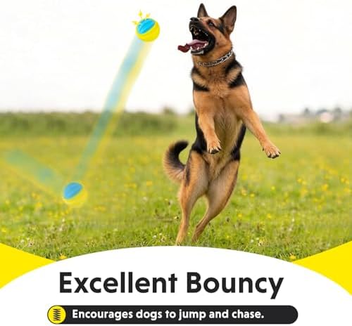 Dog Toy Ball, Indestructible Squeaky Ball for Aggressive Chewers, 3" TPR Rubber Clean Teeth, Relieve Anxiety & Boredom, Interactive Fetch Toy for Medium Large Dogs, Pools &Outdoor Play (Yellow)