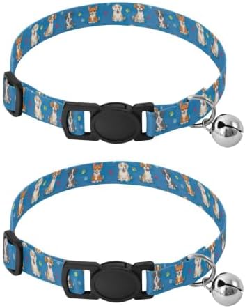 Cute Cartoon Dogs Cats Collar 2 Pack Soft Cat Collar Adjustable 10.6 to 17.1 Inches