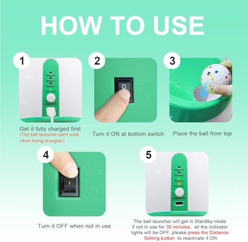 MEKAPLE Automatic Dog Ball Launcher for Samll to Medium Dogs, Upgraded Interactive Toy Balls Thrower, Distance Adjustable Mental Stimulating Dog Toys with 4 Etpu Balls 2.2 Inch (Green)