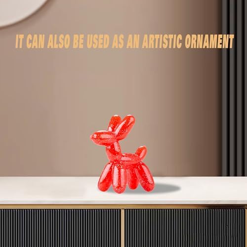 Durable Dog Chew Toy – Balloon Dog Shape, 4.72” for Small & Medium Dogs, Tough Plastic, Interactive Chew Toy for Boredom & Dental Health（Red）