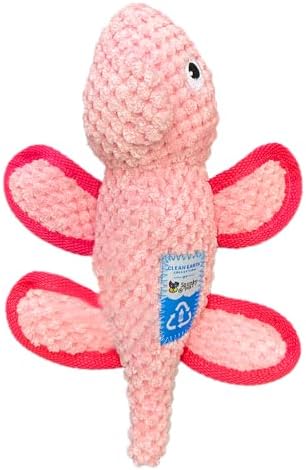 Spunky pup Clean Earth Plush Dog Toy with Squeaker - Recycled, Eco-Friendly, Floats for Beach, Lake, Pool - Chameleon